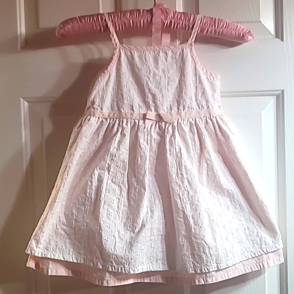 Vintage Little Legends White and Pink Eyelet Lace Dress